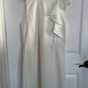 TCEC Cream Asymmetrical Ruffle Dress